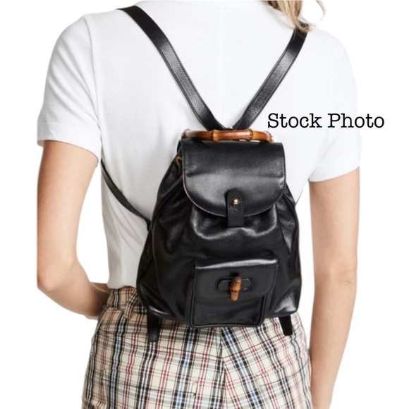 Gucci Black Leather Bamboo Mini Backpack